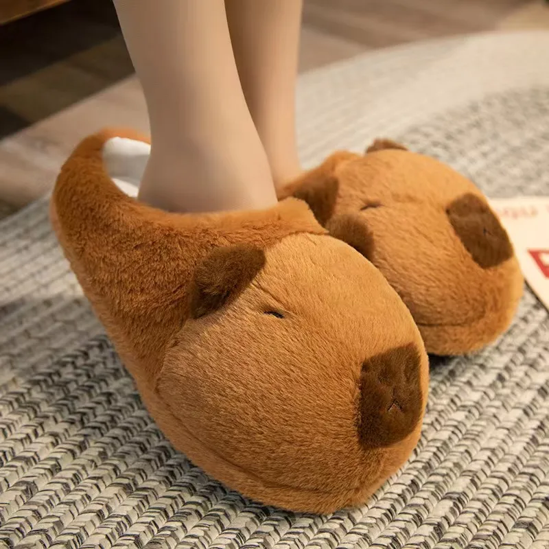 Cute Cartoon Capybara Cotton Slippers Half Wrap Heel Home Soft Non-slip Warm Breathable Indoor Plush Shoes Couple Slippers 5