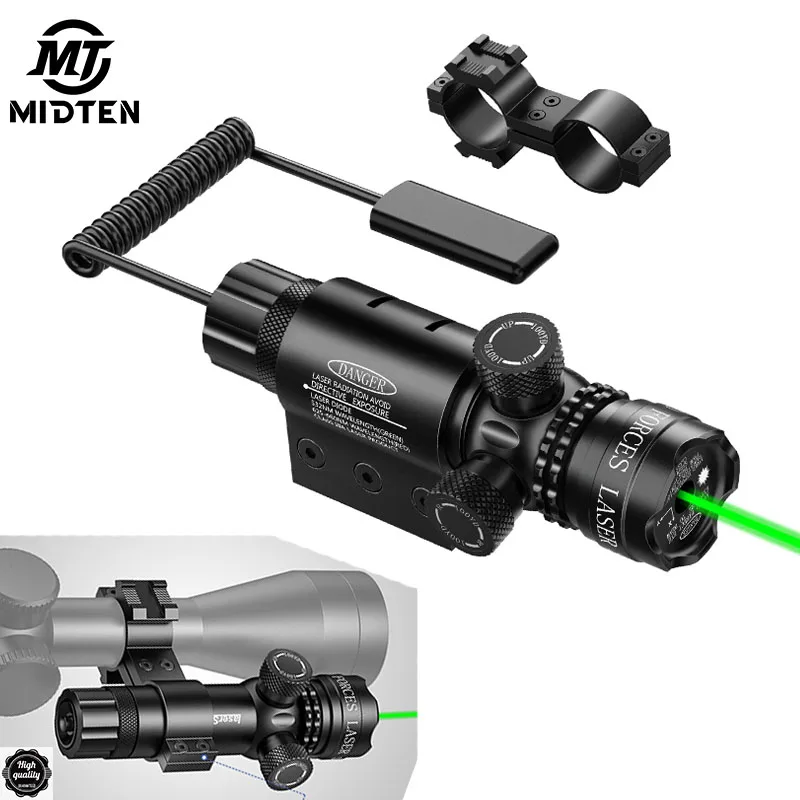 

MidTen Rifle Green Dot Laser Sight 532nm Scope с переключателем давления, алюминий для 20 мм Picatinny M-Lok Rail Pointer Pistol Gun