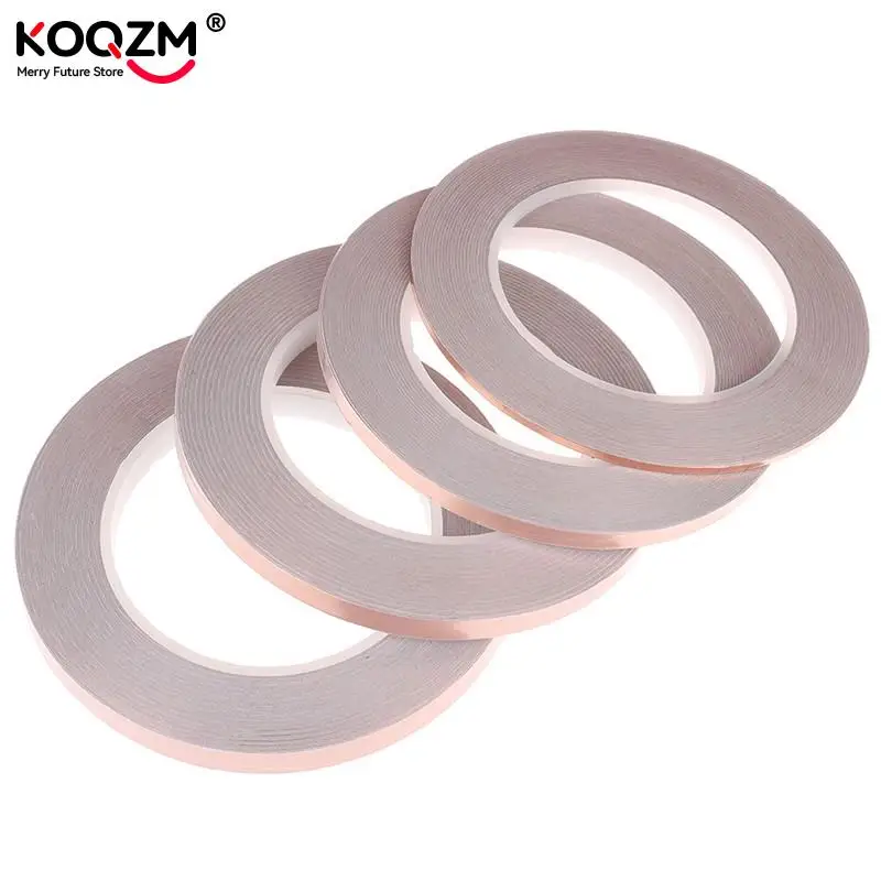 30M Single Side Conductive Copper Foil Tape Strip Adhesive EMI Shielding Heat Resist Tape 3mm 6mm 8mm 10mm