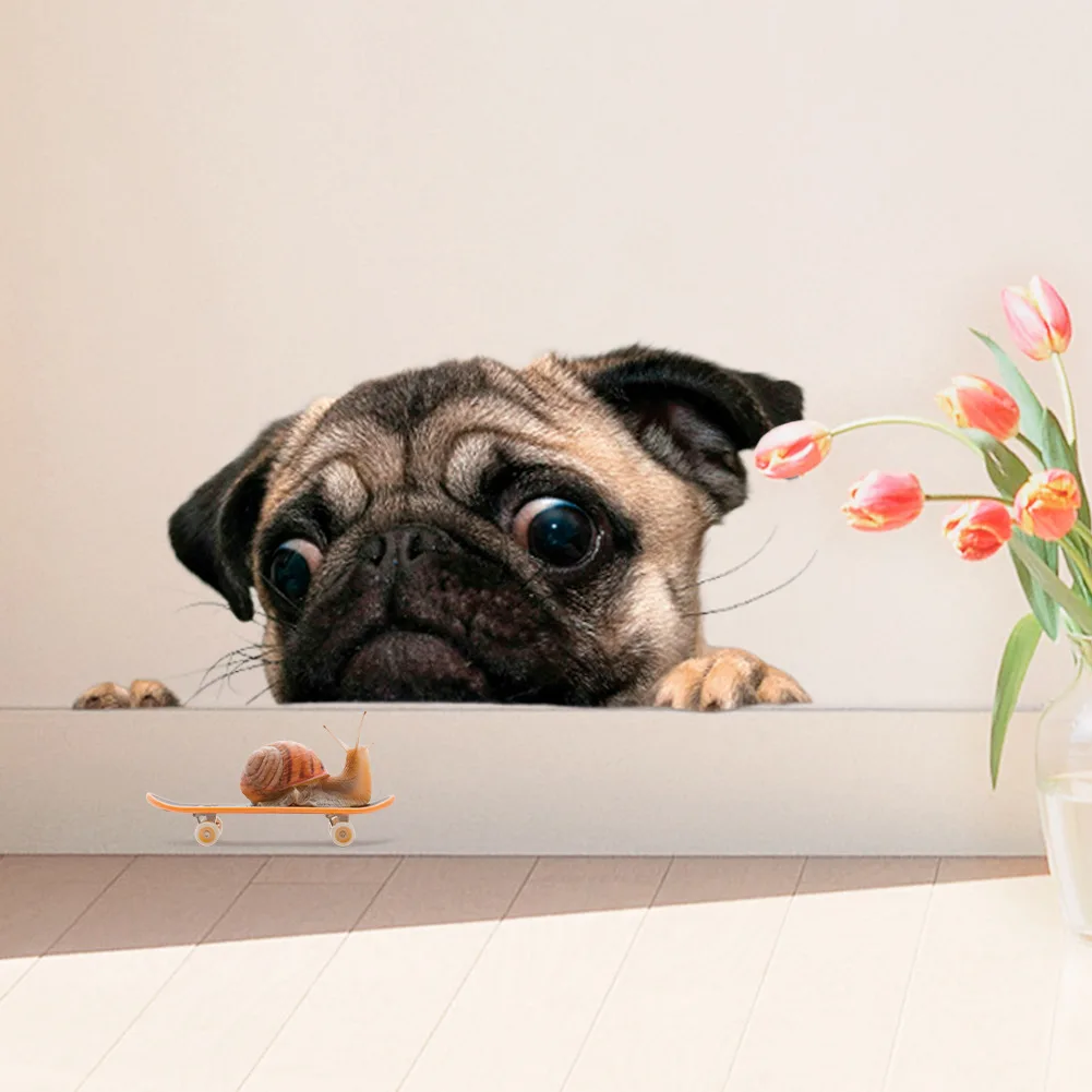

Funny 3D Dog Peeking Snail Wall Sticker Bathroom Living Room Decorations Art Decals Cute Animal Toilet Stickers For Home Decor