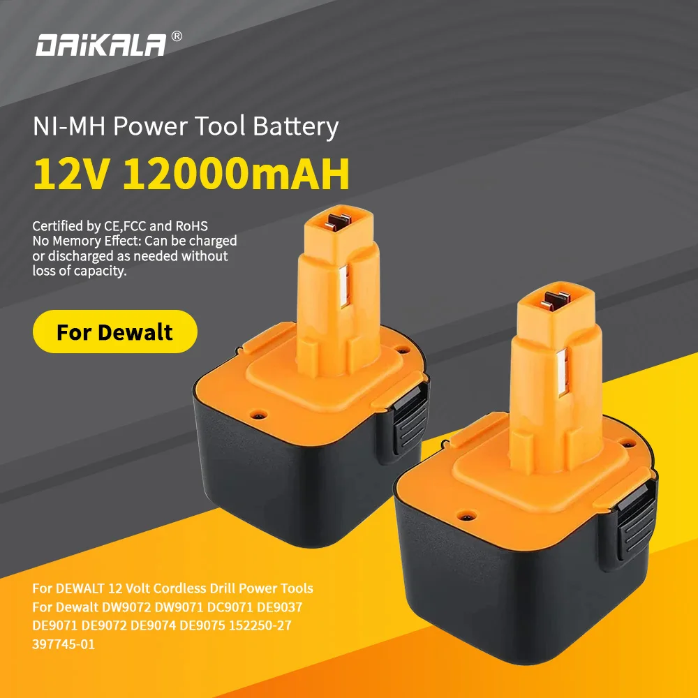 DEWALT 12 V Power Tool Batteries Exmate 3.5Ah 12V Ni-MH Battery Compatible  With Dewalt 12V DC9071 DC9074 DEWALT 18 V Power Tool Batteries