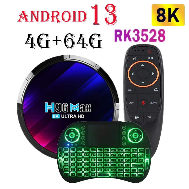 H96 Max RK3528 Android 13 Smart TV Box Dual Wifi Wifi6 100M LAN Quad Core Support 8k 3D BT5.0 OTA 16G 32G 64G Media Player Box