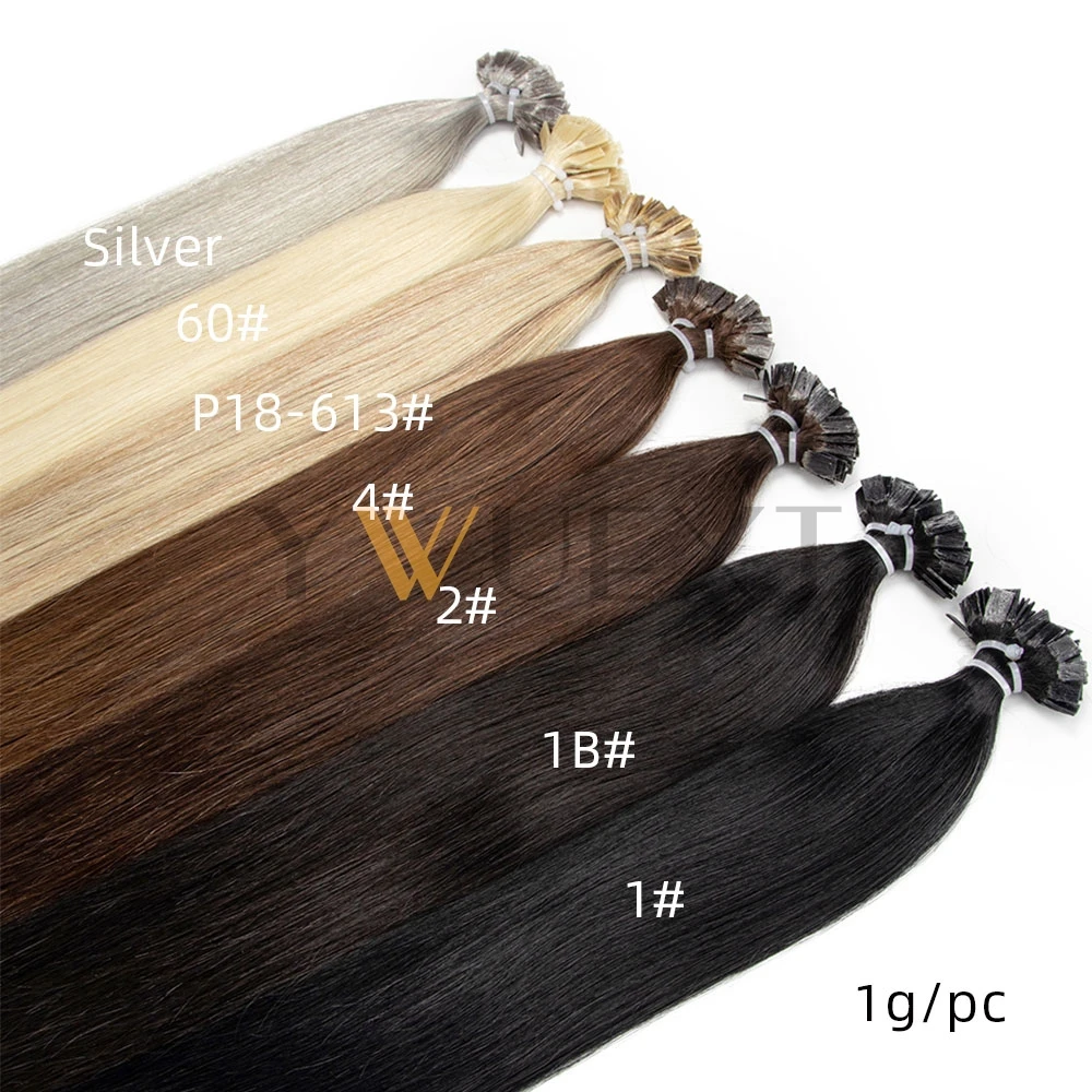 퓨전 플랫 팁 인간의 머리카락 확장 자연 스트레이트 헤어 12 -24 케라틴 캡슐 헤어 50pcs 기계 레미 헤어 여성용