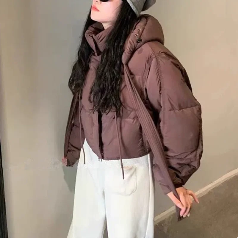 

Sandro Rivers 2023 Autumn Winter White Duck Down Parka Short Puffer Jacket Women Loose Hoody Snow Thick Bread Outerwear