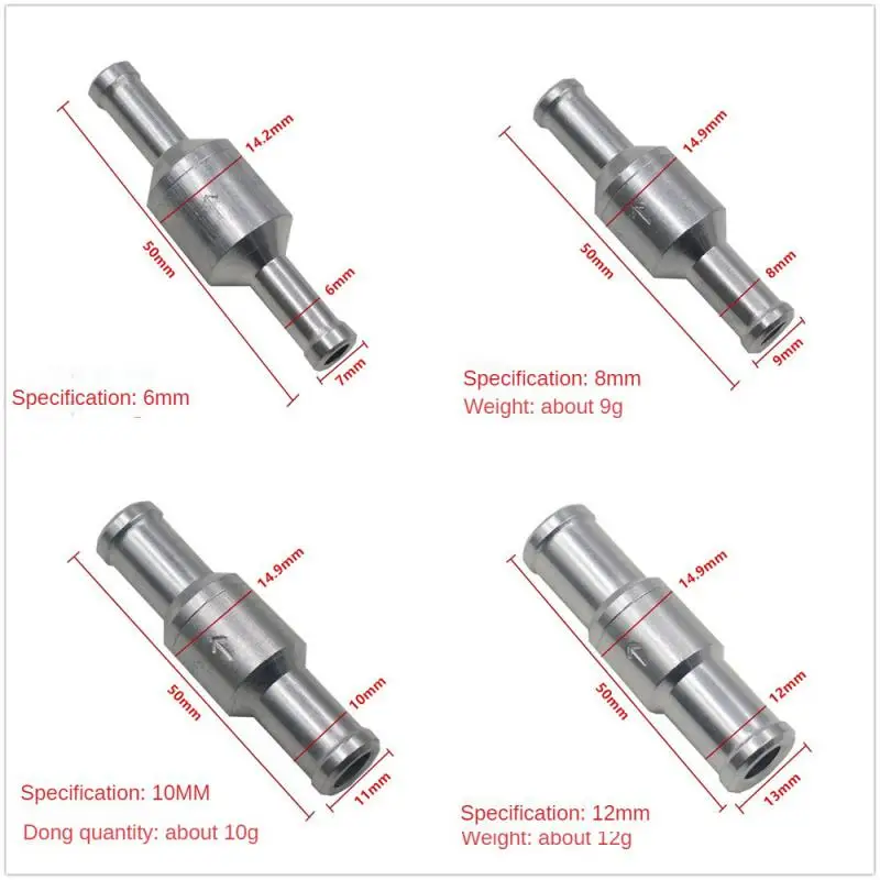 car One-Way Fuel Check Valve Aluminum Alloy 4/6/8/10/12mm High-Temperature Resistant Oil Circuit Water Pumps Check Valve 1pc check valve