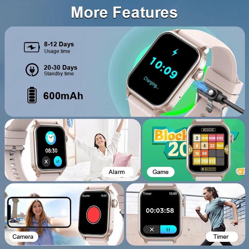 LIGE Smart Watch 2025 For Men Women 1.83 Inch Bluetooth Call 600mAh Battery Smartwatch Health Tracking Relojes Smart Wristwatch