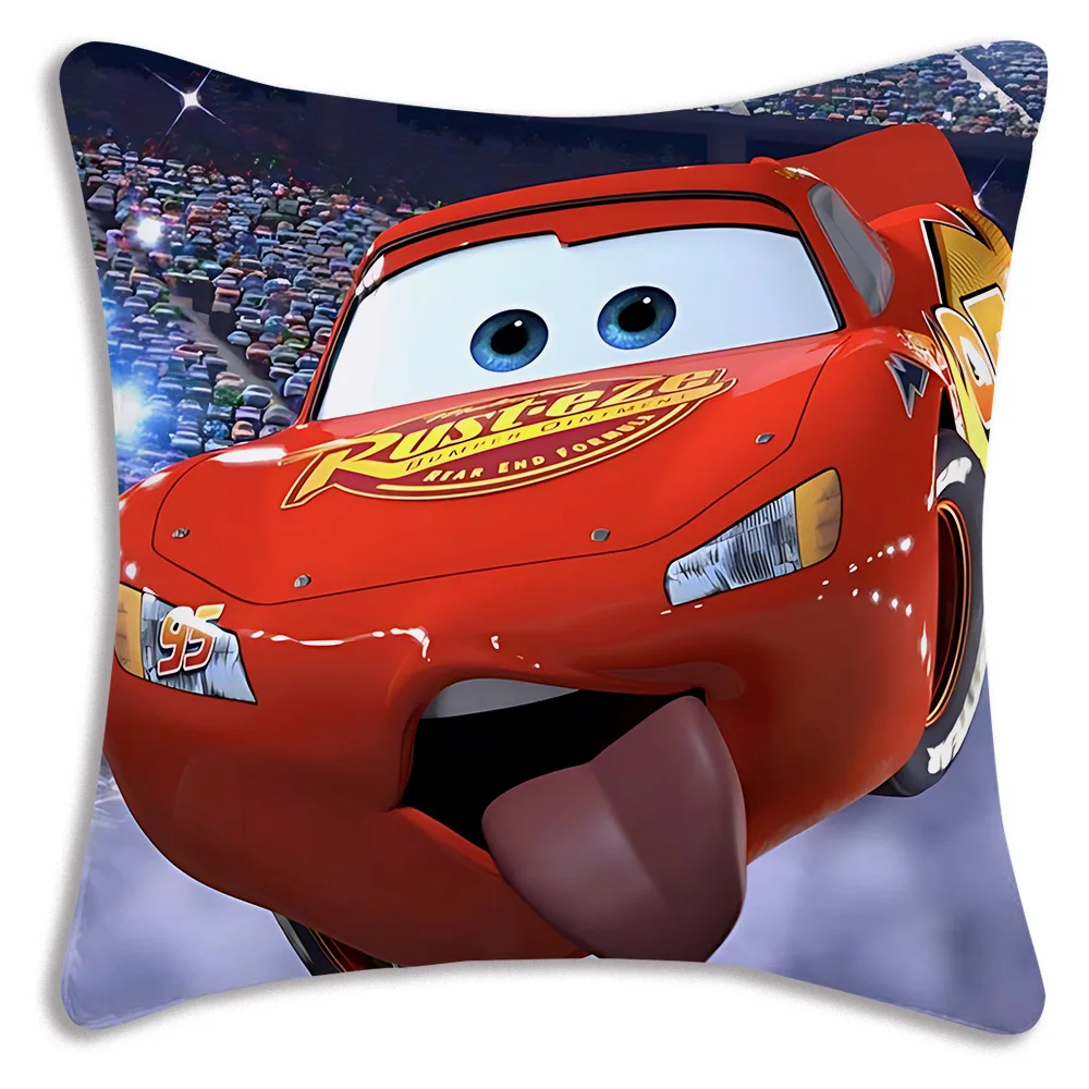 L-Lightning McQueen Pillow Covers Cartoon Sofa Decorative Home Double-sided Printing Short Plush Cute Cushion Cover 5