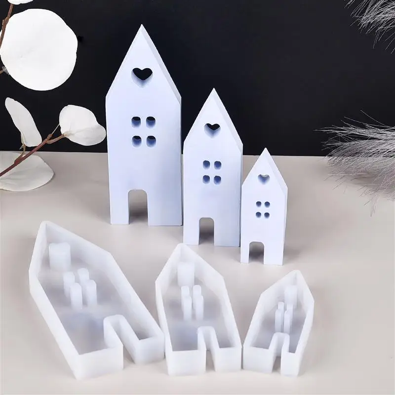 하우스 실리콘 몰드 DIY 하트 하우스 도자기 몰드 콘크리트 몰드, 주조 미술 제작 용품, 홈 장식 송진 몰드