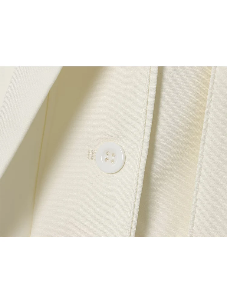 Women Suit Jacket With Long Scarf Blazer Sexy V Neck Full Sleeves Button Up Slimming Coat Office Lady Simple Commuting Jacket