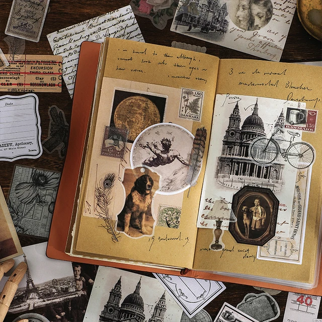 100 db Beállított Vintage Diy Scrapbooking Anyagpapír A Scrapbook Díszítés Naplózásához - Image 2
