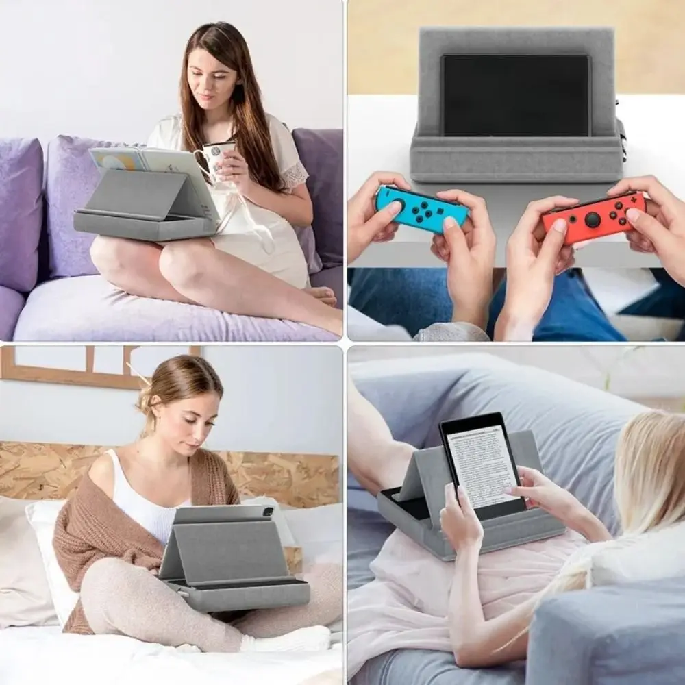 Versatile Foldable Tablet and E-Reader Pillow Stand with Pen Slot