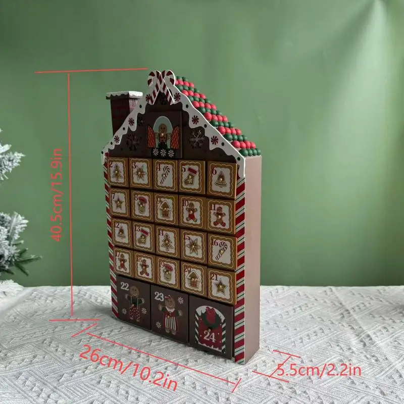 Christmas Wooden Calendar Advent Reusable house Advent Calendars With Built-in Led Light Wood Fidget Countdown Calendar