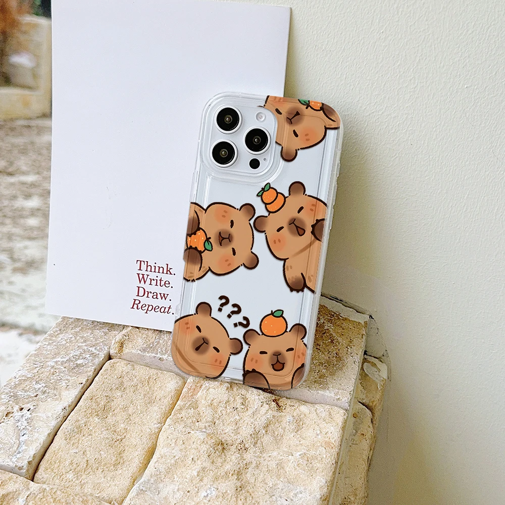 Airbag Shockproof Funny Animal Cute Capybara Clear Case for Samsung Galaxy S10 S20 S20 S21 S21 S22 S23 S24 S25 FE Ultra Plus 5G_voghion.com