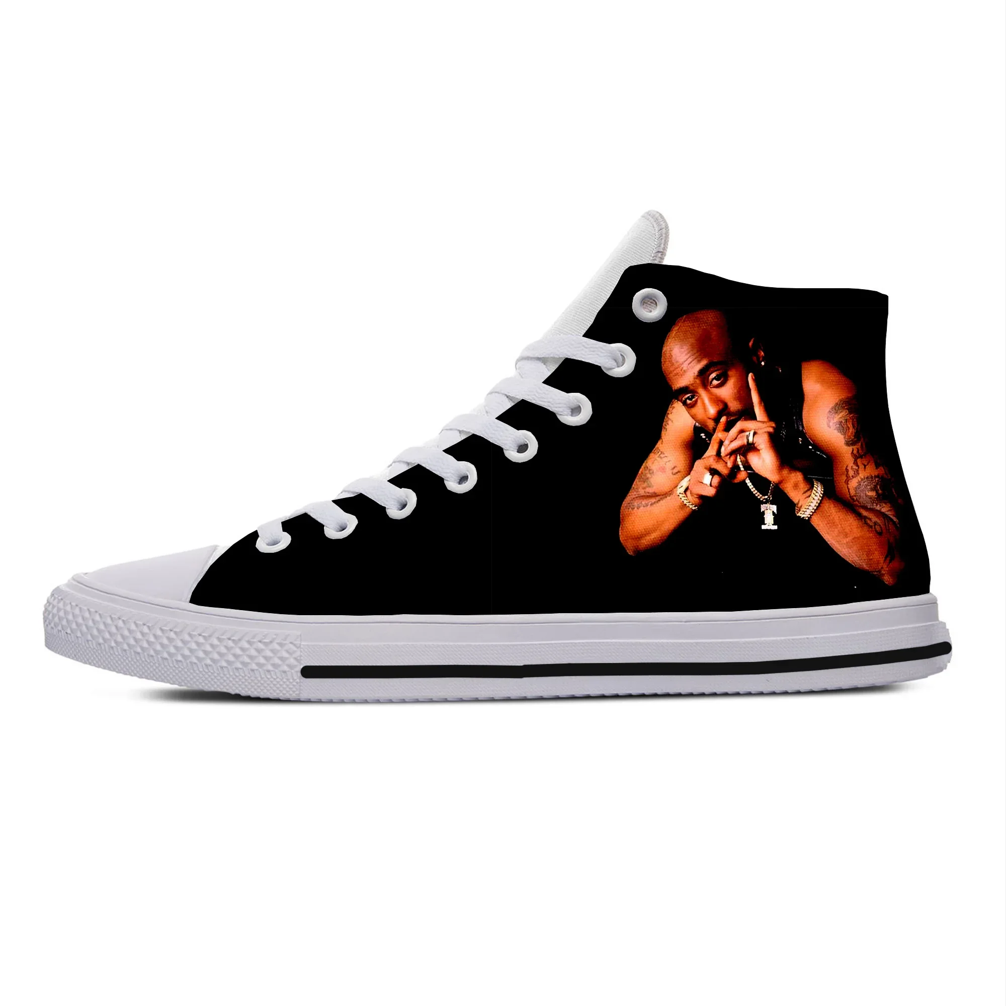 Hot Cool Fashion 2Pac Tupac High Sneakers Men Women High Quality High Help Casual Shoes Summer Classic Latest Board Shoes