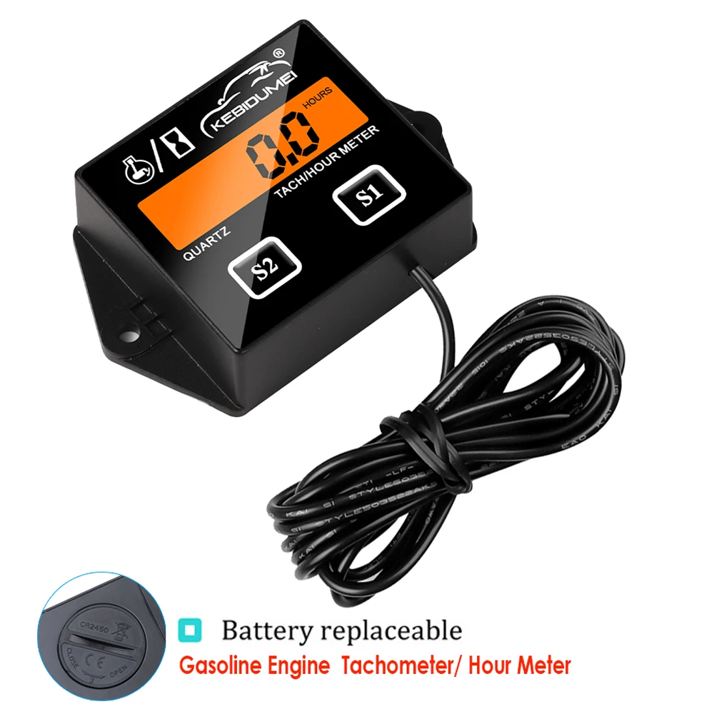 

Battery Replacable LCD Digital Tach Hour Meter Tachometer for Outboard Motor Lawn Mower Motocross Motorcycle Marine Chainsaw