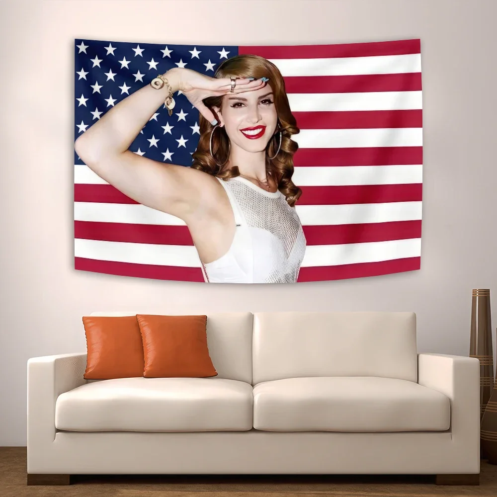 Lana Del Rey Flag Tapestry Religious Tapestry Wall Decoration Aesthetic Room Art Deco Tapestry Dormitory