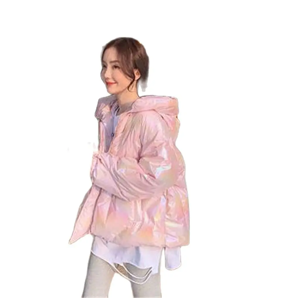 

2024 Winter Jacket Womens Parkas Hooded Bread Service Down Cotton Jacket Glossy Parka Warm Padded Loose Cotton Jacket Outwear