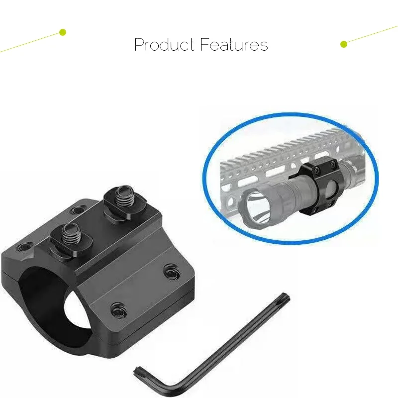 

Diameter Scope Ring Holder Mount, Flashlight Clip, Clamping Fit, M-Lok, 25.4mm,1 ",1Pc