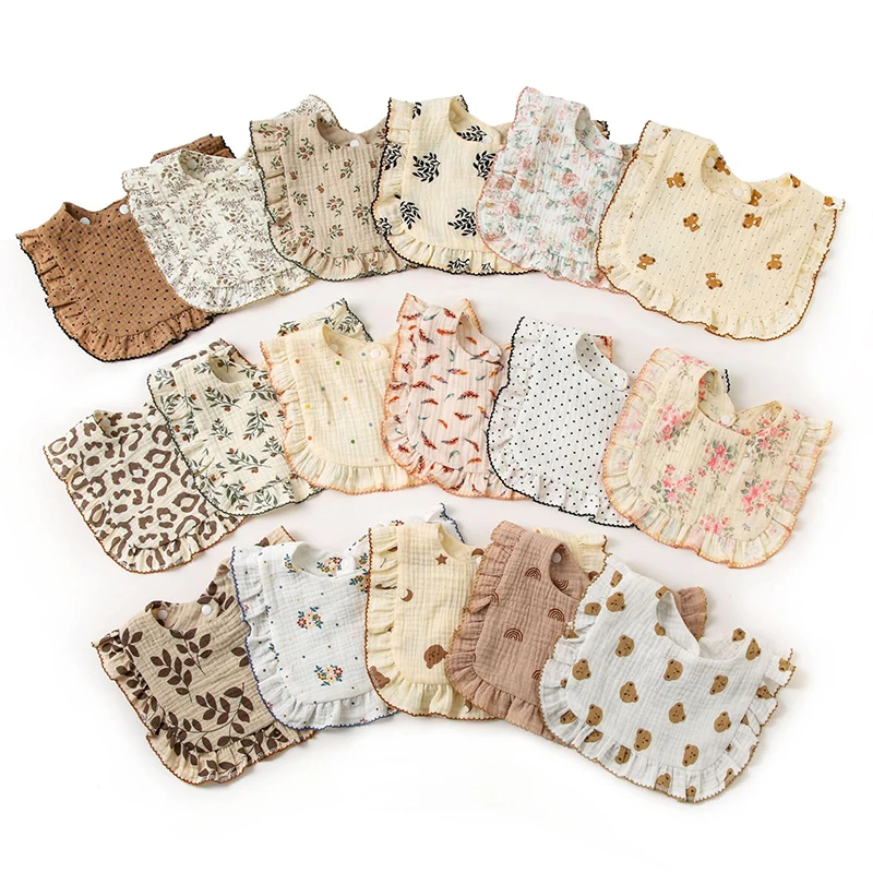 Bibs Burp Cloths 소녀 먹이 침을 흘리는 두건 타액 수건 프릴 꽃 Bibs 액세서리
