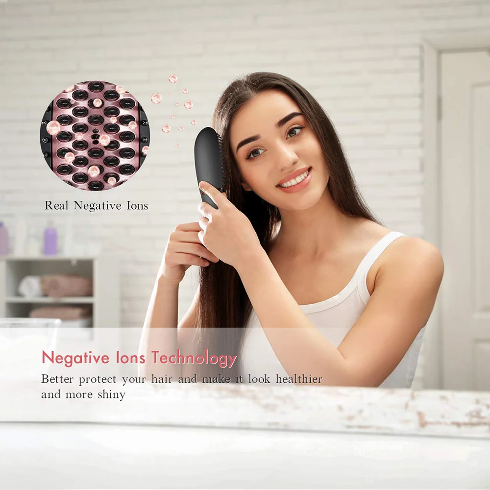 Hair Straightener Brush Men Beard Comb Straighting brush Ceramic Hair Curler Comb Straighteners Curling Iron Bru