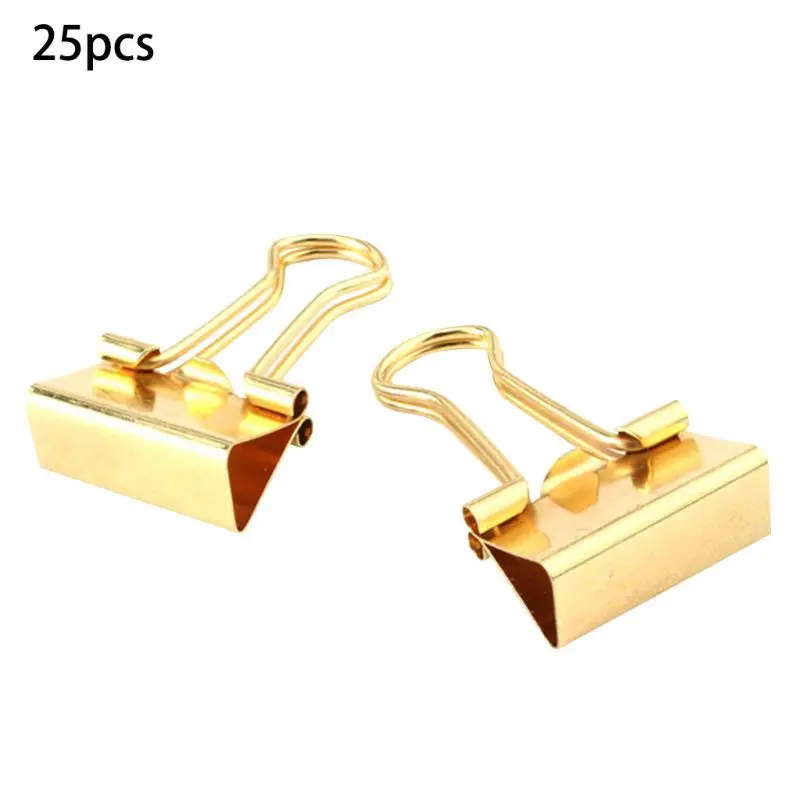 

Small Paper Clips Holder Anti-rust Gold Binder Clip for Office School Home 25PCS Dropship