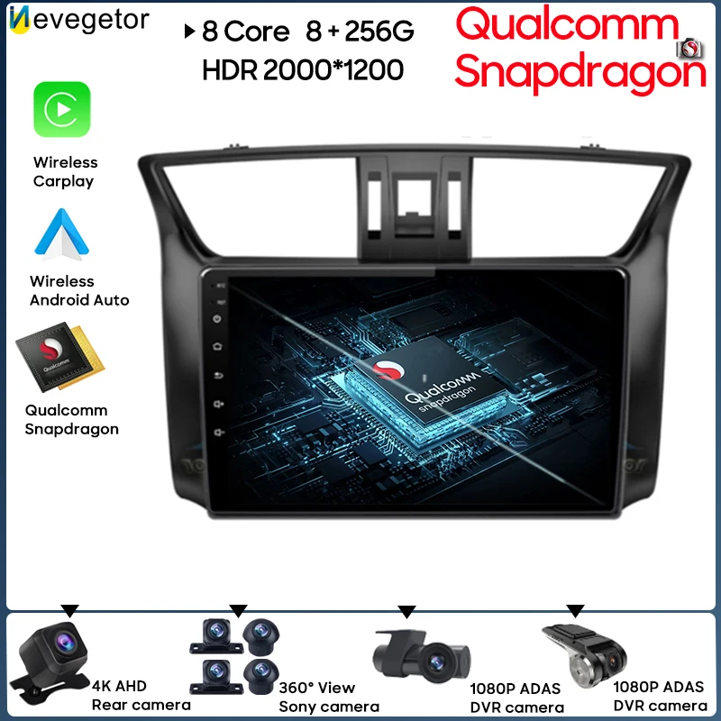 

Qualcomm Snapdragon Car Multimedia Player Android 13 For Nissan Sentra Black UV 2012-2015 GPS Navigation Rear Camera Carplay