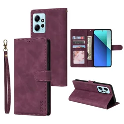 Luxury Magnetic Leather Wallet Flip Case with Card Slot and Kickstand for Redmi Note 13 4G (Wine red)