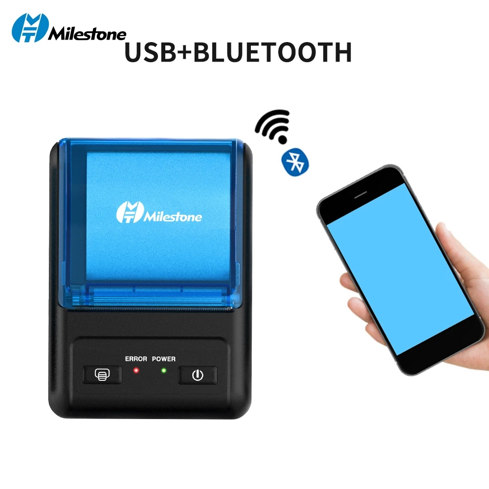 Milestone 58mm Bluetooth Thermal Receipt Printer Portable Mobile Mini Thermal POS Printer Compatible with Android and Window USB
