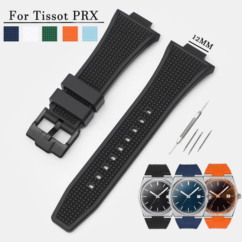 Bracciale Convex End 12Mm Per Cinturini Serie Tissot Prx Sostituisci Cinturino Waterprooft Soft Watch Band Cinturini Sportivi Da Uomo