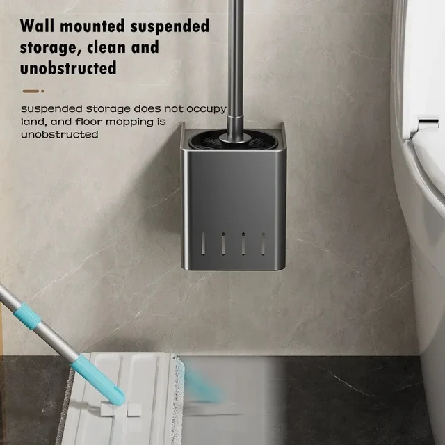 Spazzola per WC in acciaio inossidabile Spazzola per pulizia per WC Appeso a parete Pavimento Strumenti per la pulizia della casa Set di accessori per il bagno 3