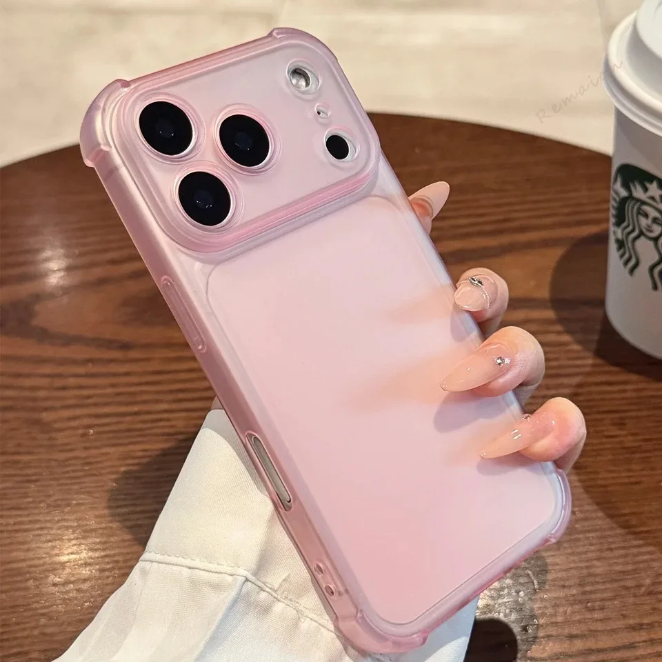 Luxury Candy Color Matte Transparent Airbag Phone Case with Bumper Shockproof Protection