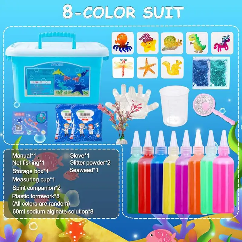 Ocean Animal Beads Kit craft supplies Water Baby Toy Mold Gels Figures Handmade DIY Material Children&rsquo;s Puzzle Toy Set