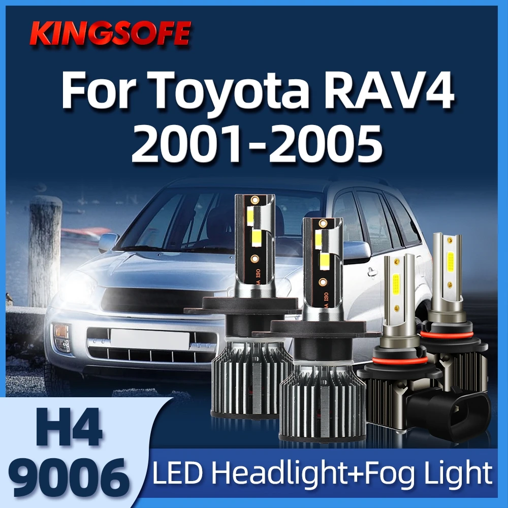 

KINGSOFE 2/4Pcs H4 LED Headlight 9006/HB4 Fog Light 6000K CSP COB Chip Fit For Toyota RAV4 2001 2002 2003 2004 2005