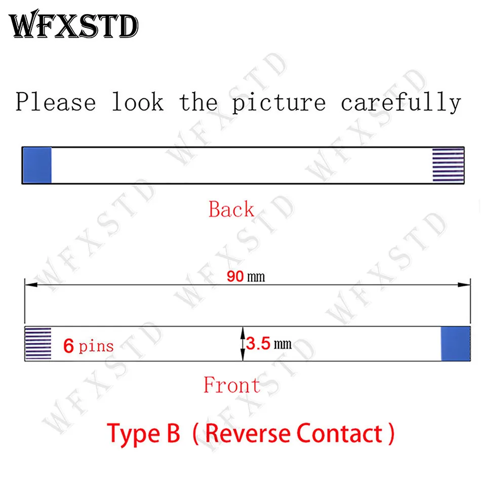 

6pins 3.5mm 9cm Type B New Flex cable AWM 20624 80C 60V VW-1 E118077 or 20624 or Other Reverse Side contact