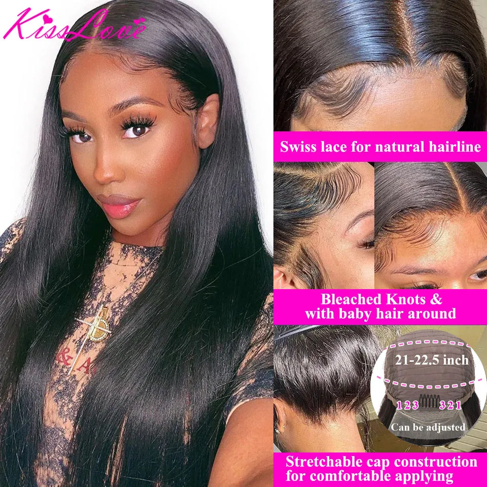 13x6/13x4 HD Lace Front Human Hair Wigs Brazilian Glueless 360 Frontal Wig Straight 4x4/5x5/6x6 Lace Closure Wigs with Baby Hair