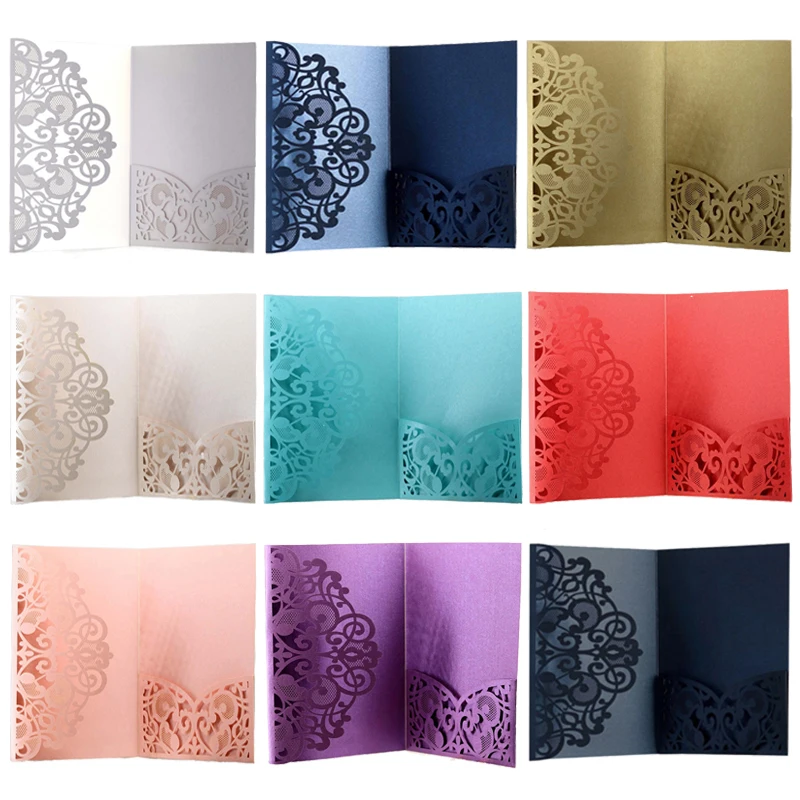 50pcs Laser Cut Wedding Invitation Card Covers Customize Favors Business Greeting RSVP Card Wedding Decoration Party Supplies greeting cards,wedding invitations