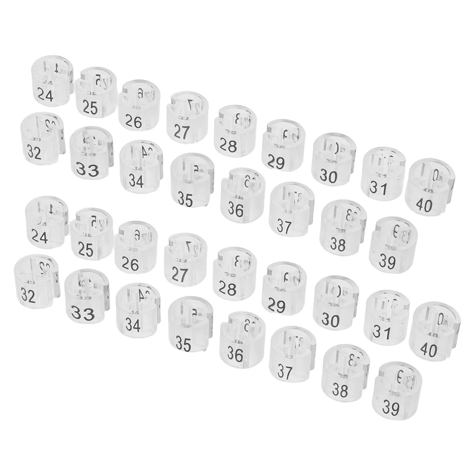 170Pcs 옷걸이 사이즈 링 투명 플라스틱 번호 태그 24-40 의류 사이즈 마커 의류 라벨 디바이더