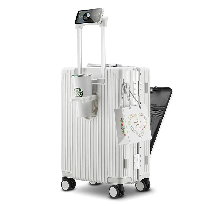 New Multi-Functional Luggage Trolley 20 Inch Universal Wheel Boarding Bag USB Front Open Side Open Computer Travel Suitcase travel bag pull bar suitcase