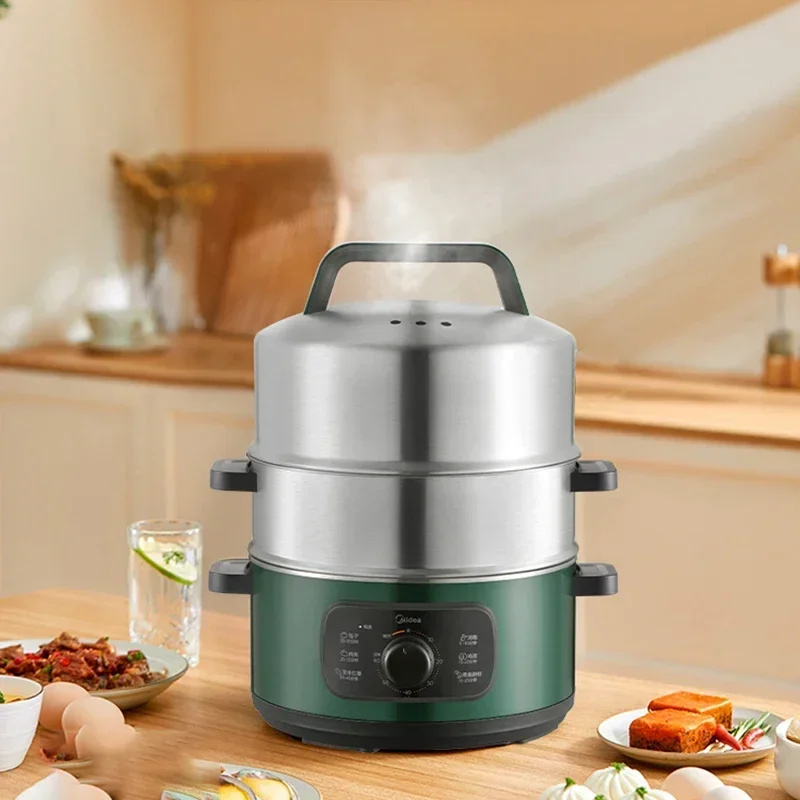 New 1500W Electric Food Steamer Small Three-layer Automatic Multi-steamer Large-capacity Steamed Bun Steamed Vegetable Artifact