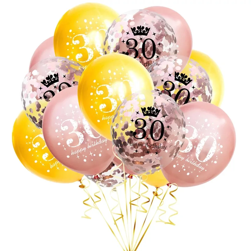 thumbnail image 1 of 15 globos inflables de confeti con números para cumpleaños, decoración para fiestas de 18, 21, 30, 40, 50, 60 y 70 años, globos de helio para cumpleaños de adultos, 1 of 5