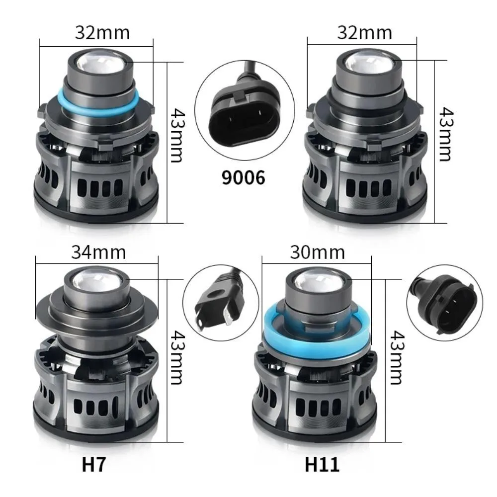 H11 LED 레이저 프로젝터 렌즈 헤드라이트 H7 9005 9006 HB3 HB4 안개등 전구 H8 H9 CSP 6000K 3000K 터보 라이트 화이트 옐로우 블루