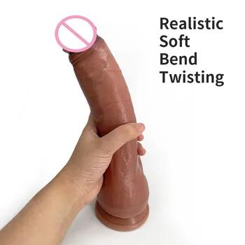 Real Skin Feeling Realistic Penis Sexy Huge Dildo Female Masturbator Soft Double-layer Silicone Big Dick Sex Toys for Women 2