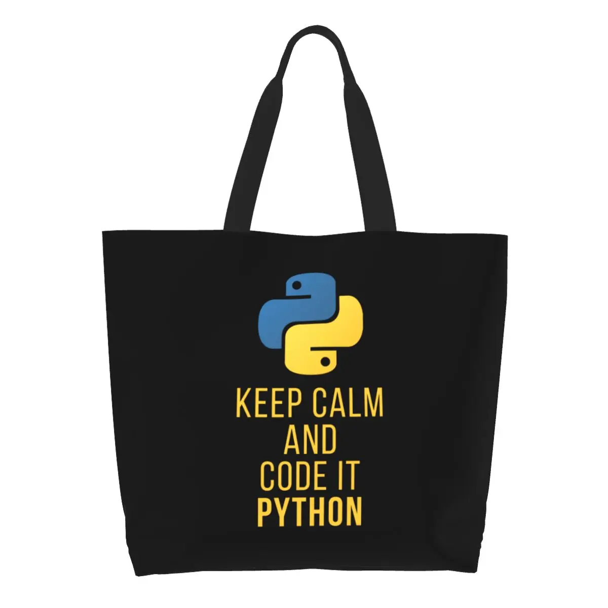 

Funny Python Developer Shopping Bag Kawaii Printed Canvas Shopper Tote Shoulder Bags Capacity Washable Coder Programmer Handbag
