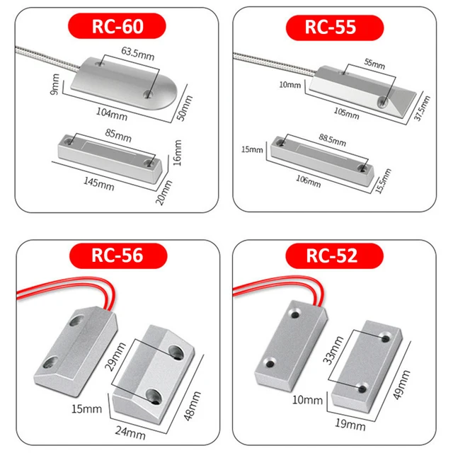 NC Door Sensor Metal Wired Roller Shutter Door Magnetic Contact Reed Switch for Security Alarm System 6