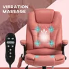 6 Point Vibrating Massage Office Chair with Heat, Microfiber High Back Executive Office Chair with Reclining Backrest. 4