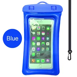 Floating Waterproof Airbag Phone Case with Strap for Swimming and Outdoor Activities (Blue)