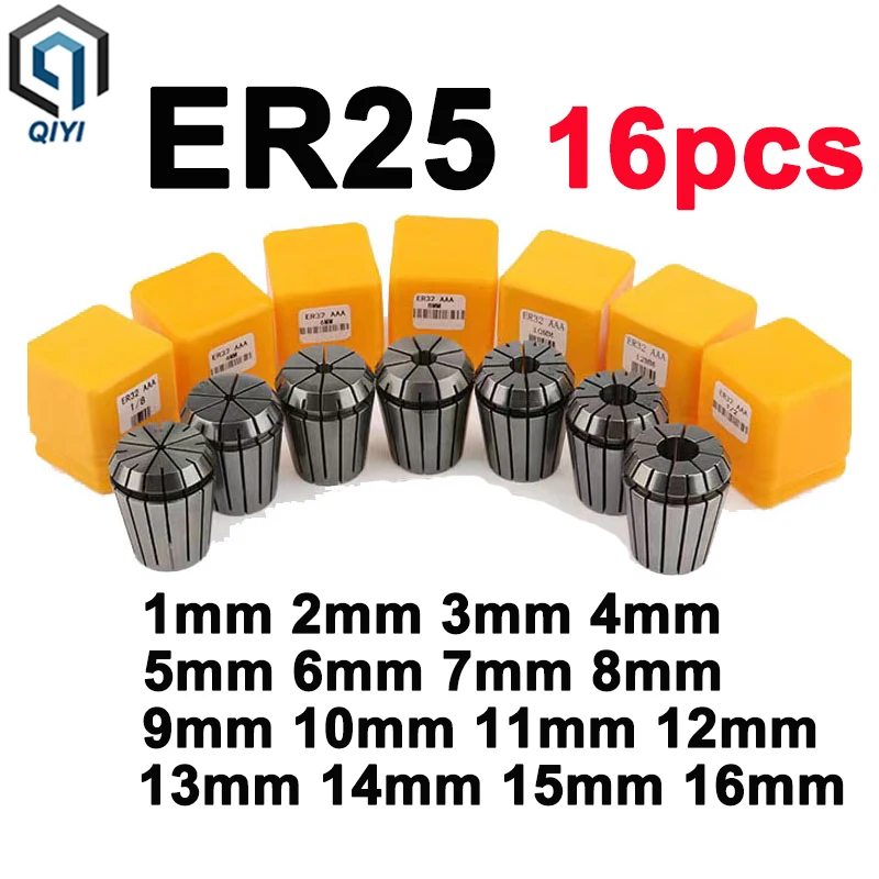 Spring collet chuck set 1-16mm ER11 ER16 ER20 ER25 for CNC machining center engraving machine lathe mill tool