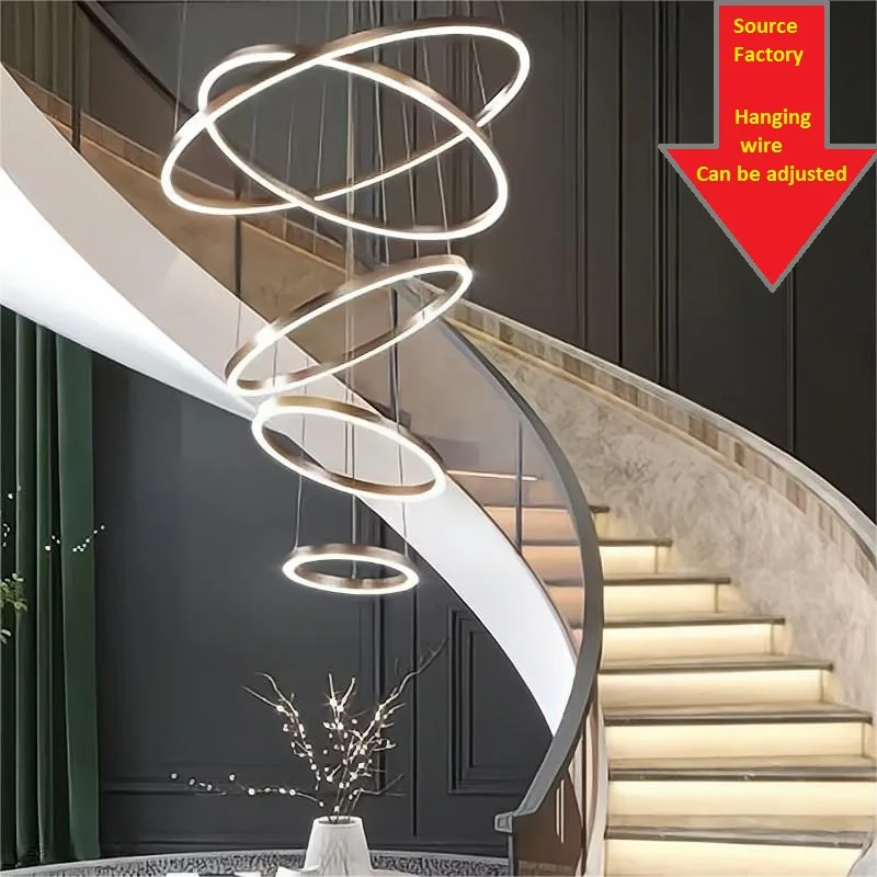 Modern Led Rings Pendant Lamp Circle Ceiling Hanging Chandelier  Living /Dining Room /Staircase  Lamp Home  Lighting Fixture