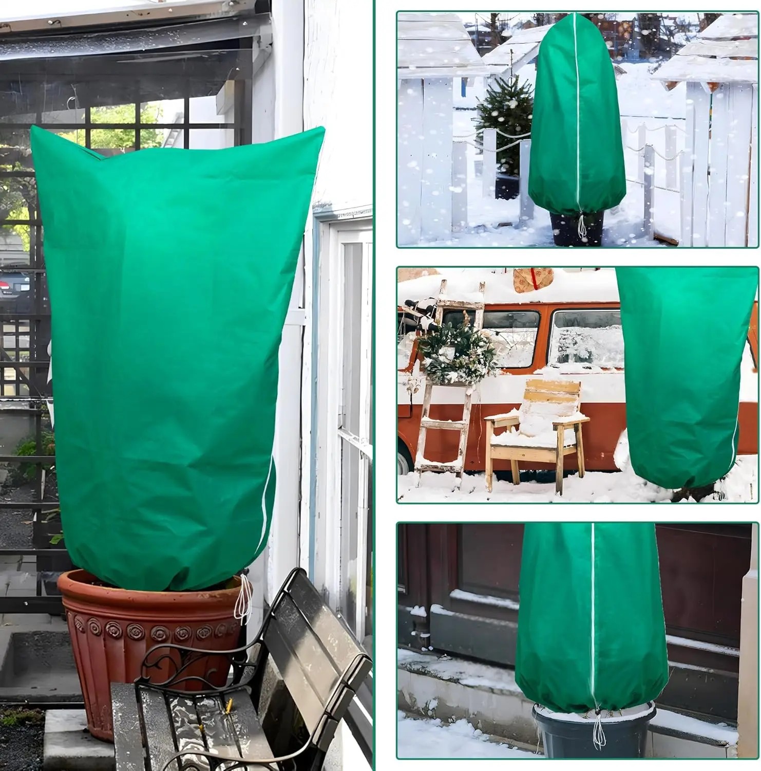 2 PCS Large Plant Covers Freeze Protection, Winter Frost Protection Frost Cloth, Plant Freeze Protection with Zipper Drawstring