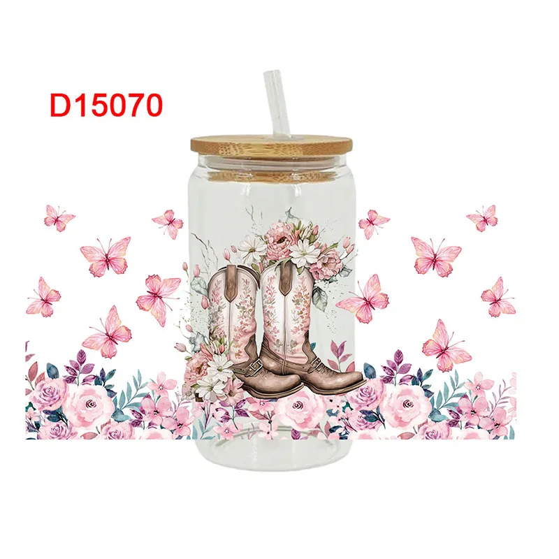 UV DTF Transfer Sticker Cowboy Cow 16oz Libbey Glasses Wraps Bottles Cup Can DIY Waterproof Decals dtf transfer sticker